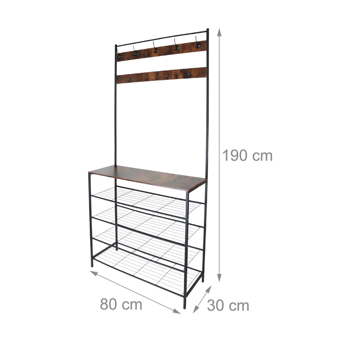 GARDEROBENSTÄNDER - Multicolor, Holzwerkstoff/Metall (80/190/30cm) - Relaxdays