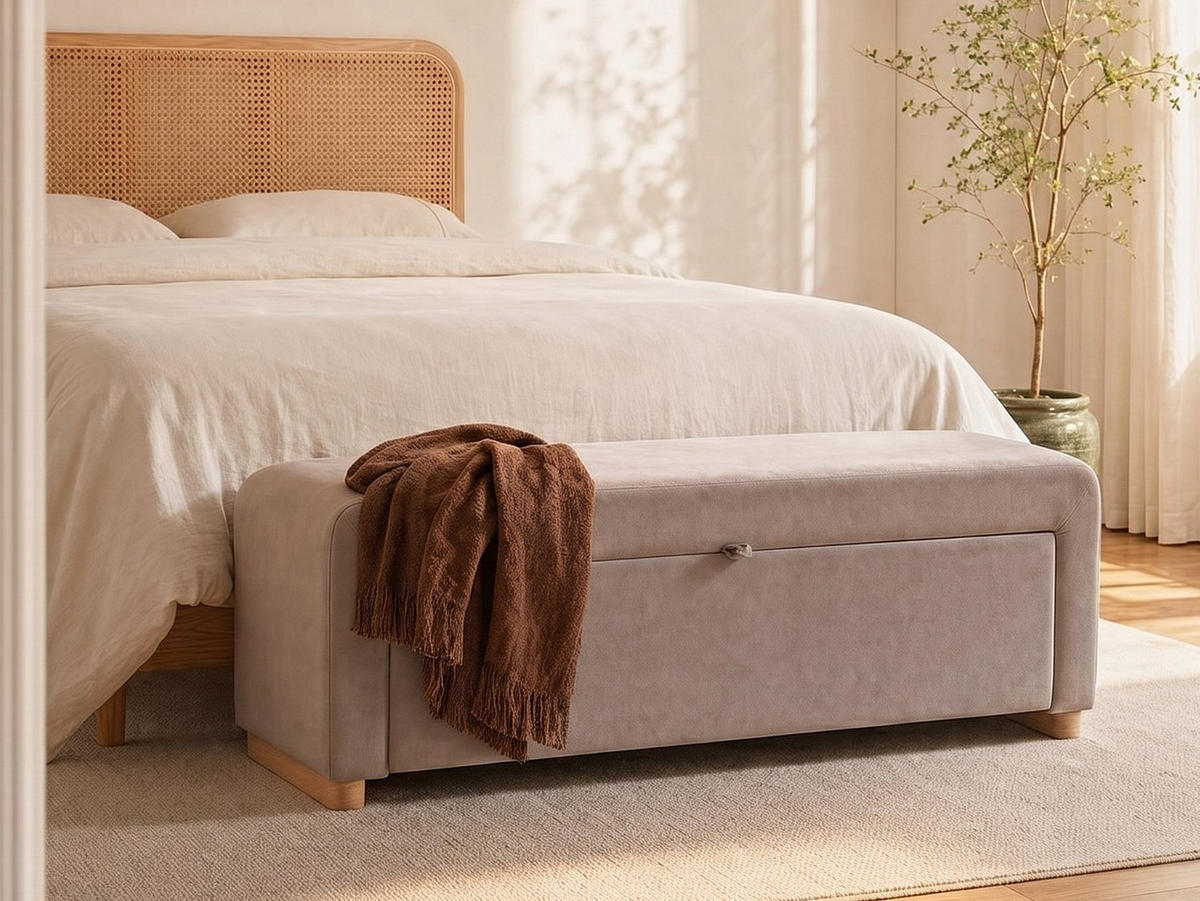 SITZBANK - 130 cm x 42 cm - samt - taupe Capino - Taupe, Textil (130/46/42cm) - Vente-Unique