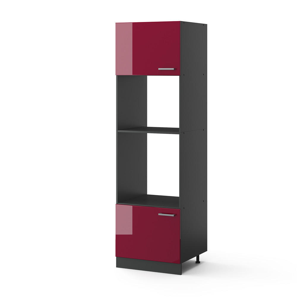MIKROWELLENSCHRANK R-Line Bordeaux Hochglanz 60 cm - Bordeaux/Anthrazit, Holzwerkstoff (60/206.8/57.2cm) - Vicco