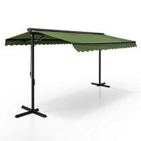 DOPPELSCHRÄGMARKISE 3x4m, Kaktusgrün - Dunkelgrün, Metall (300/250/400cm) - Oviala