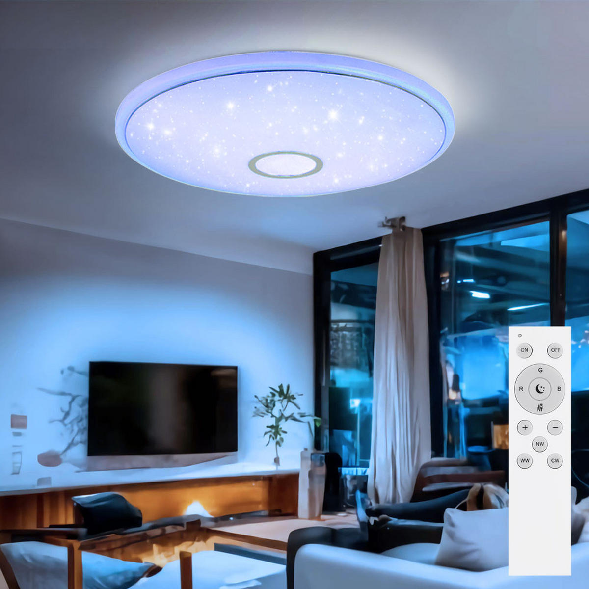 LED DECKENLEUCHTE Connor Weiß Kristalloptik - Weiß, Metall (50/50/6.5cm) - Globo Lighting