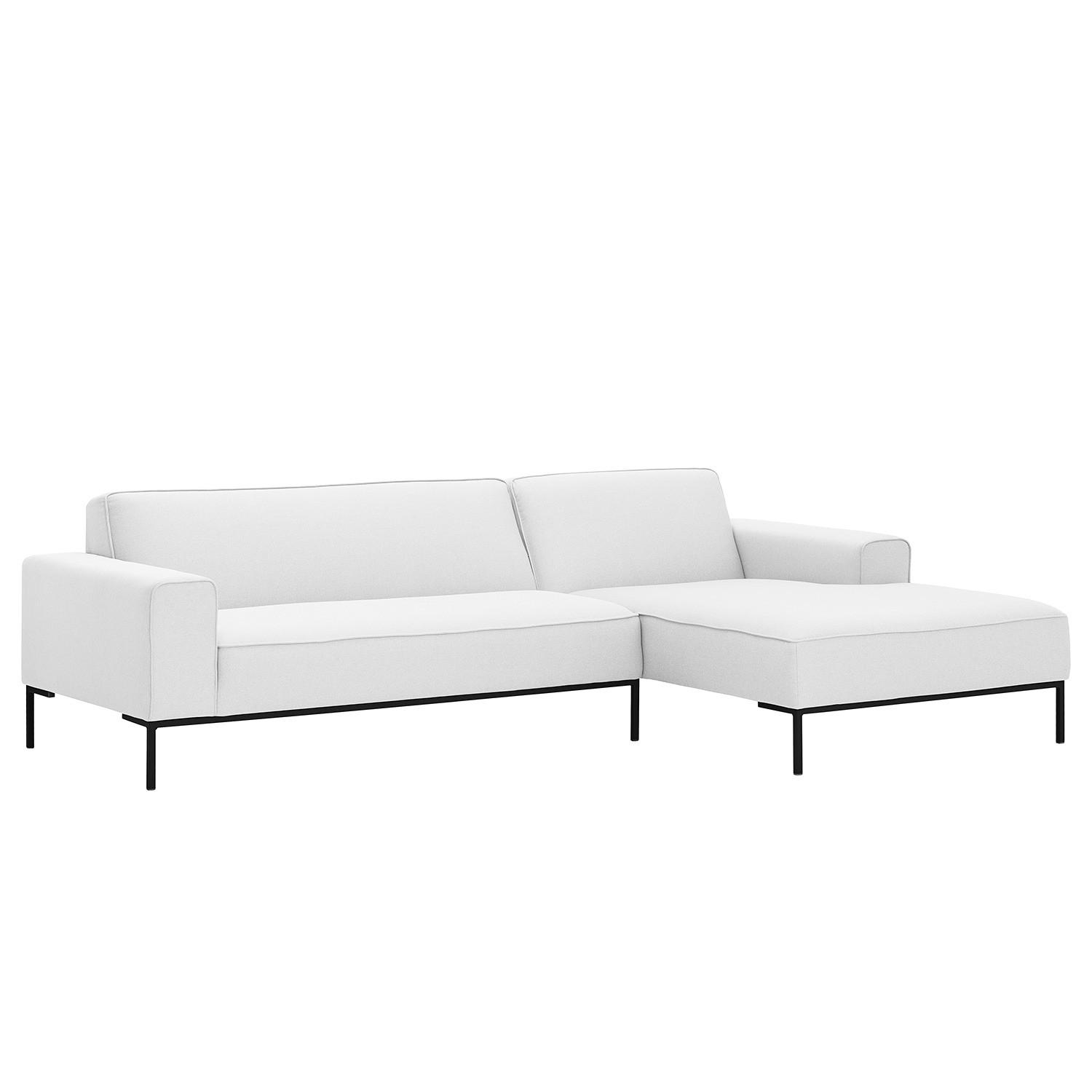 ECKSOFA mit Longchair - Webstoff - Schwarz/Weiß, Textil (264/168cm) - home24