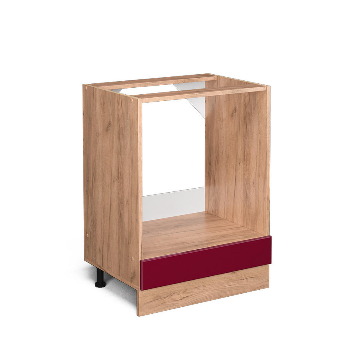 HERDUMBAUSCHRANK R-Line Rot Hochglanz 60 cm ohne Arbeitsplatte - Honigeiche/Bordeaux, Holzwerkstoff (60/81.6/46cm) - Vicco