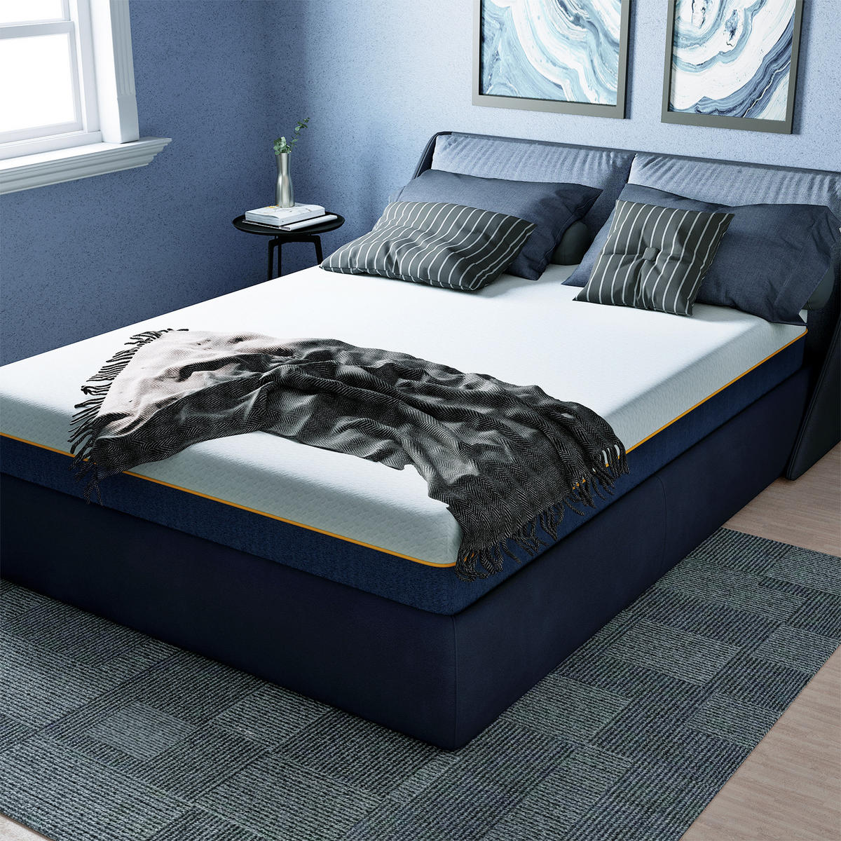 MATRATZE 160x200 – 20 cm Höhe – Komfort Schaumstoffmatratze – abnehmbarer Sternbezug - Blau, Textil (160/200cm) - Rattrix