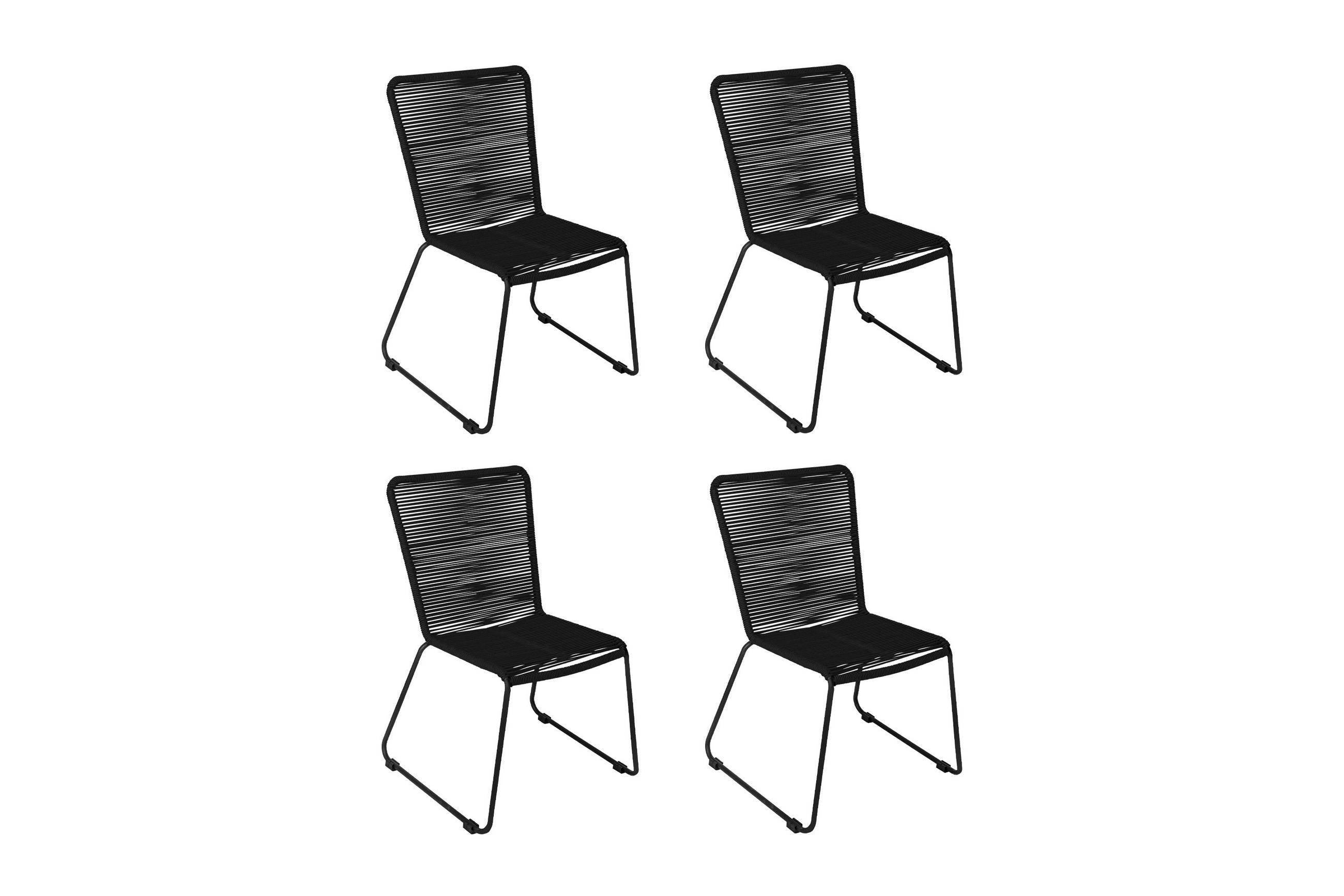 GARTENSTUHL 4ER-SET ISRA - Schwarz, Textil/Metall (58/88/55cm) - SAM