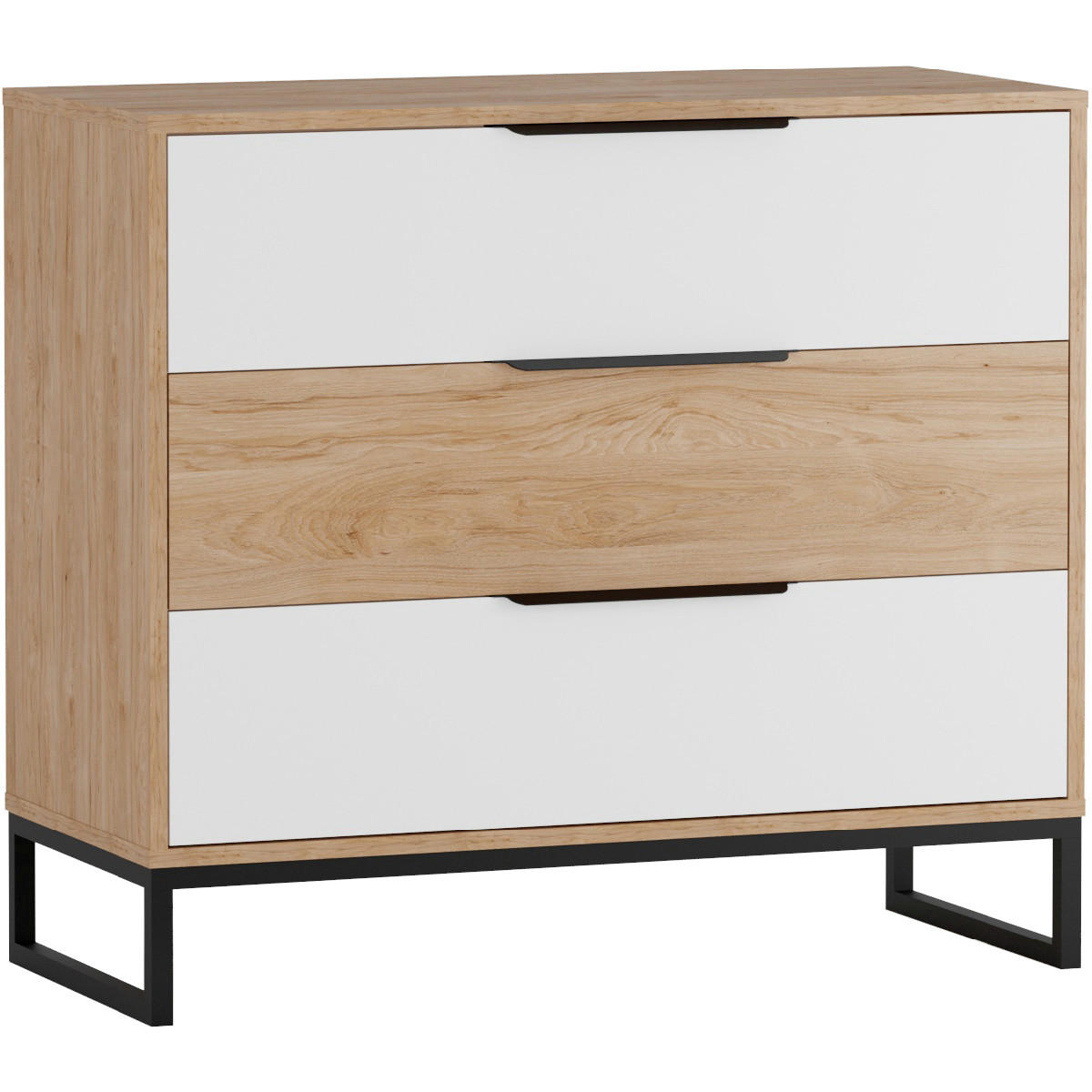 KOMMODE LANDRE 03 - Schwarz/Weiß, Holzwerkstoff (90/80/60cm)