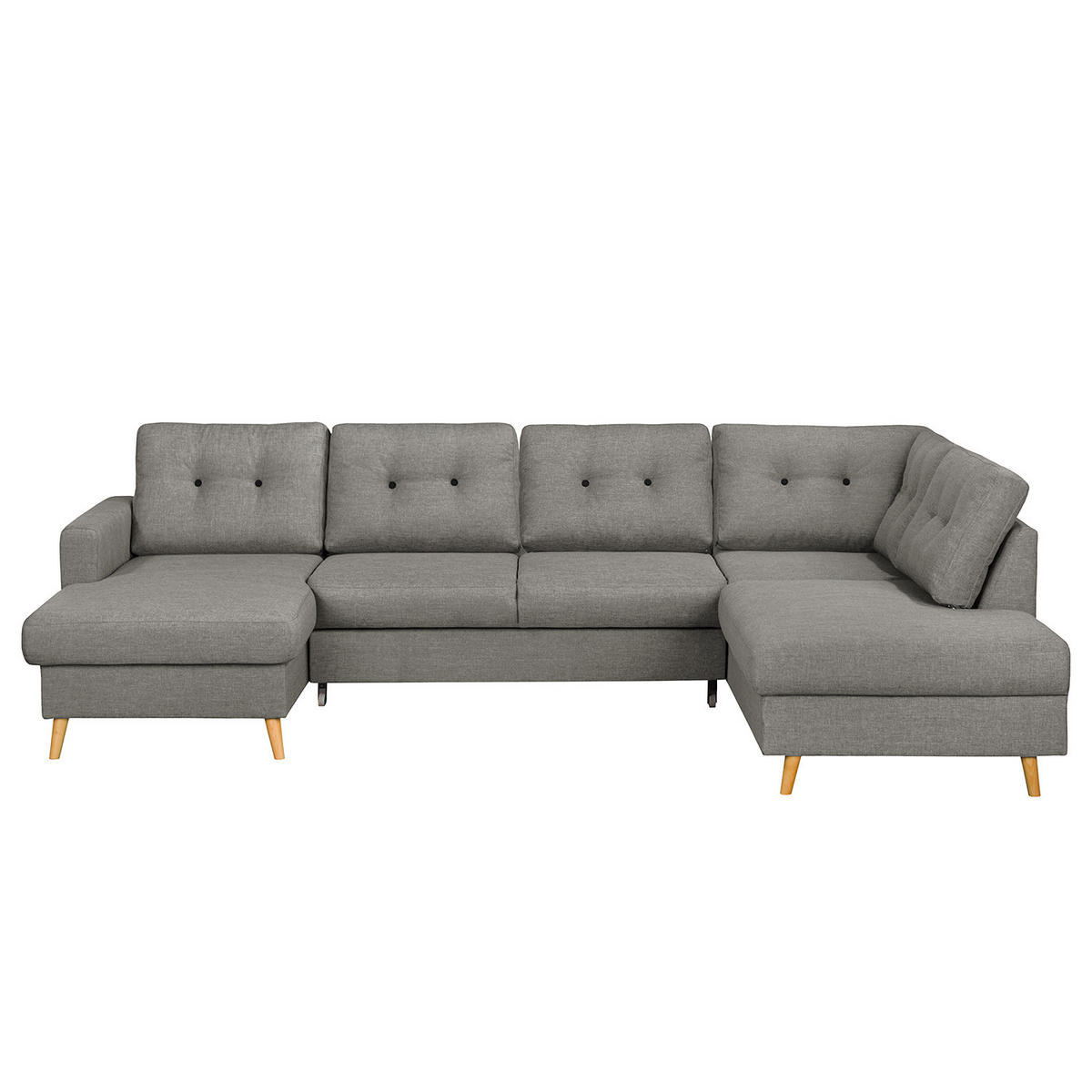 WOHNLANDSCHAFT mit Longchair - Grau, Textil (290/90/200cm) - home24