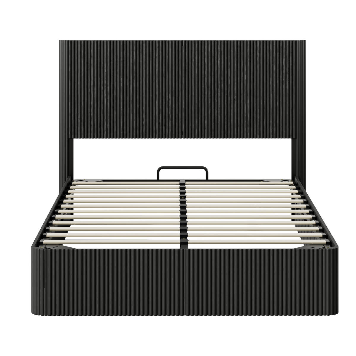 BETT mit Stauraum und Lift-System 140x200 cm Schwarz - Schwarz, Metall (140/200cm) - Meubliv