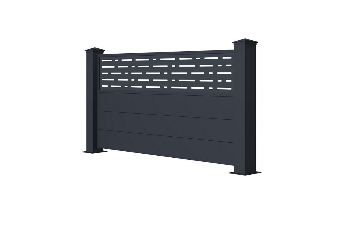 VORGARTENZAUN Arlberg grau 1,9m H.90cm aluminium - Grau, Metall (189/89cm) - Casanoov
