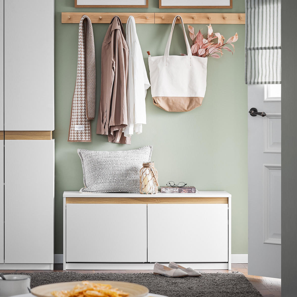 SCHUHBANK Weiß - Weiß, Holzwerkstoff (104/47/30cm) - SoBuy