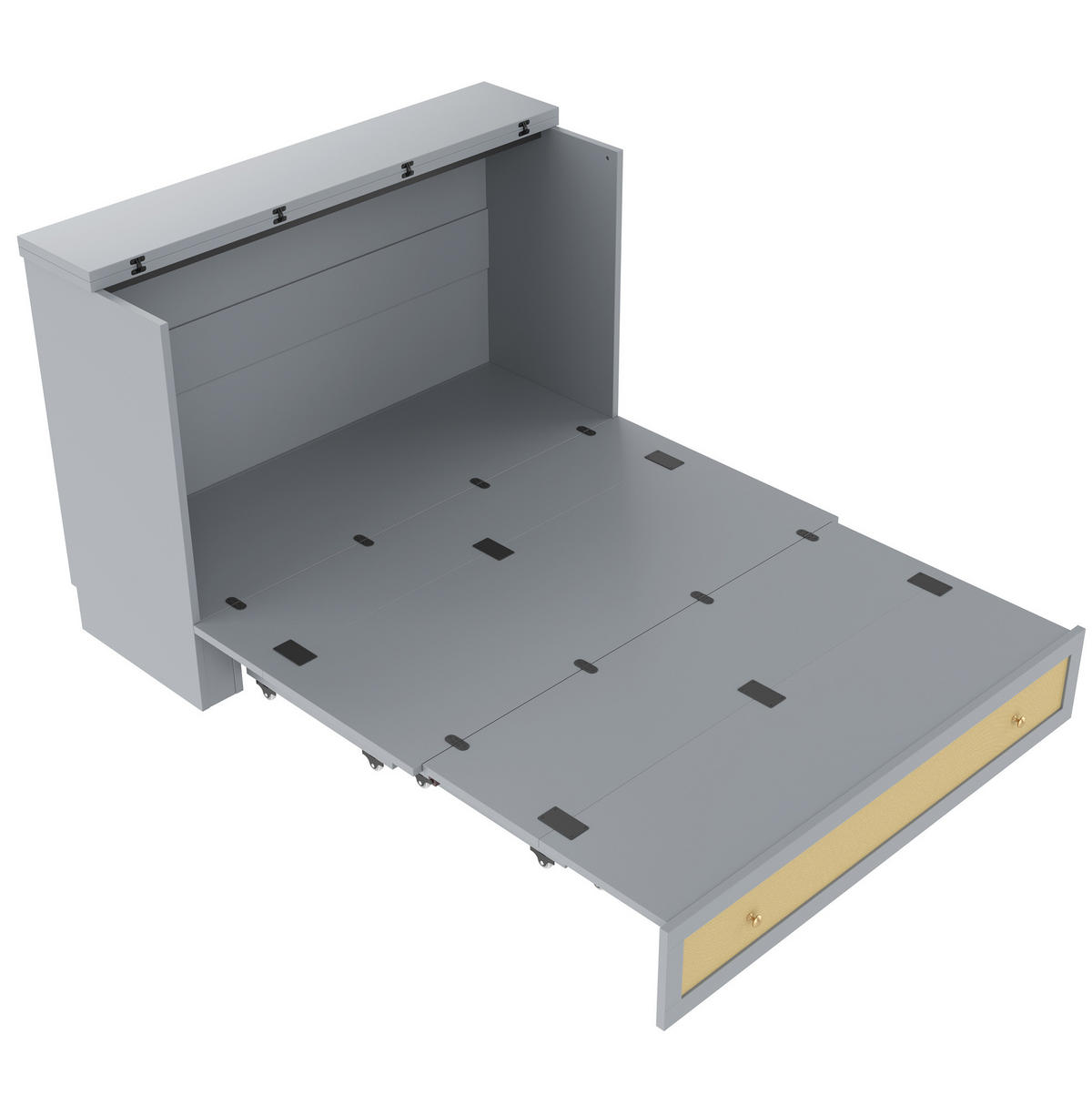 BETT mit Bettkasten 140/200 cm in Grau – umbaubar, mit Kopfteil und USB - Grau, Holzwerkstoff (140/200cm) - BEAOK