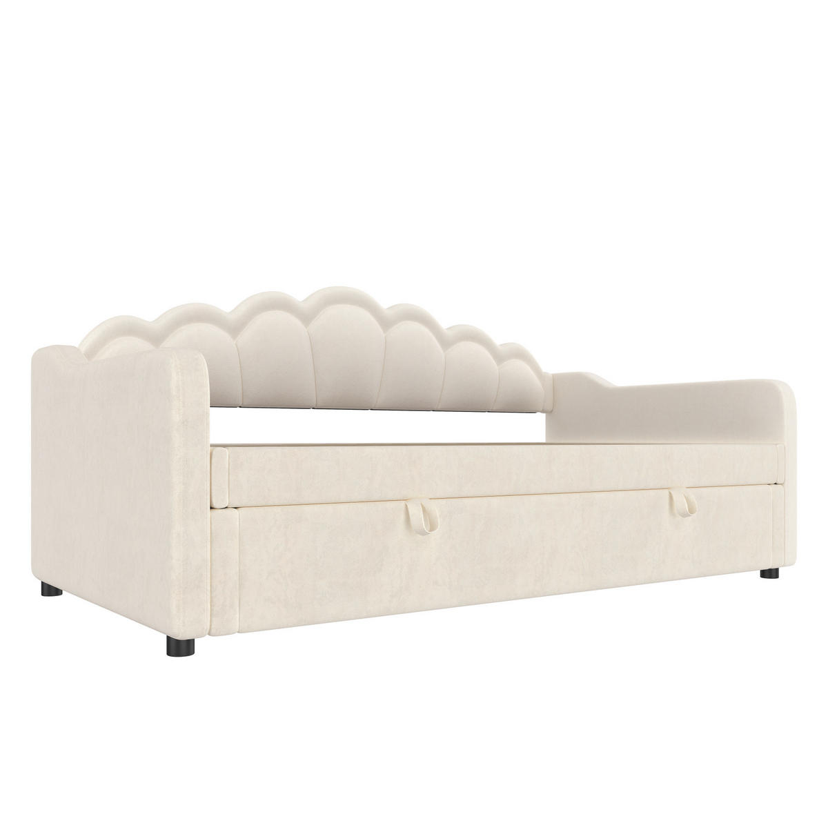 TAGESBETT 90/200 cm aus Samt mit hydraulischem Stauraum und LED-Beleuchtung, Beige - Beige, Textil (90/200cm) - Redom