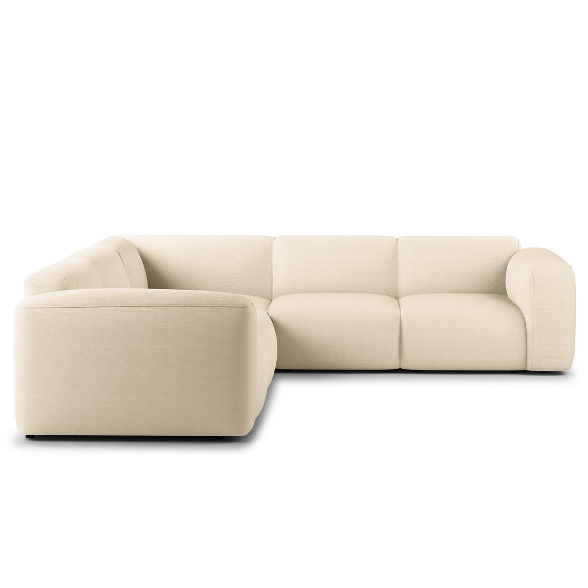 ECKSOFA mit Rundecke - Beige/Schwarz, Kunststoff/Textil (325/260cm) - home24