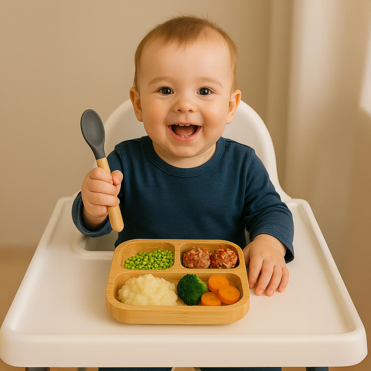 DETSKÉ menu - svetlohnedá, drevo/plast (19/3/19cm) - Relaxdays