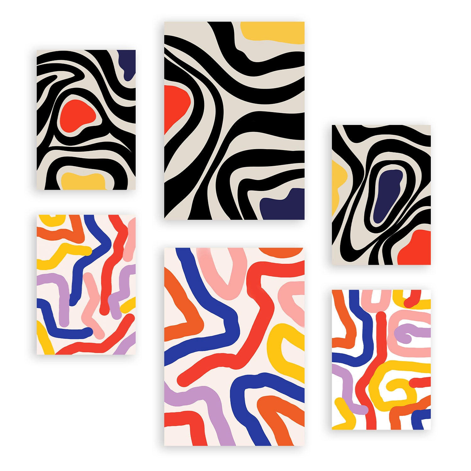 POSTER Set Mit 6 Florid Wie In Farbenfrohe Zusammenfassungen A3 & A4 Rahmenlos - Klar, Papier (29/3cm) - Nacnic