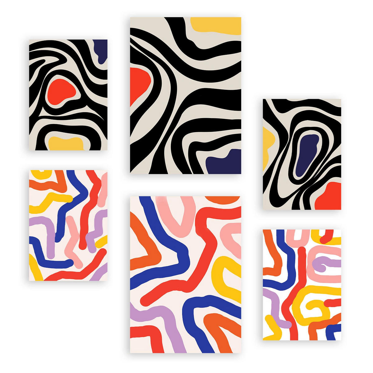 POSTER Set Mit 6 Florid Wie In Farbenfrohe Zusammenfassungen A3 & A4 Rahmenlos - Klar, Papier (29/3cm) - Nacnic