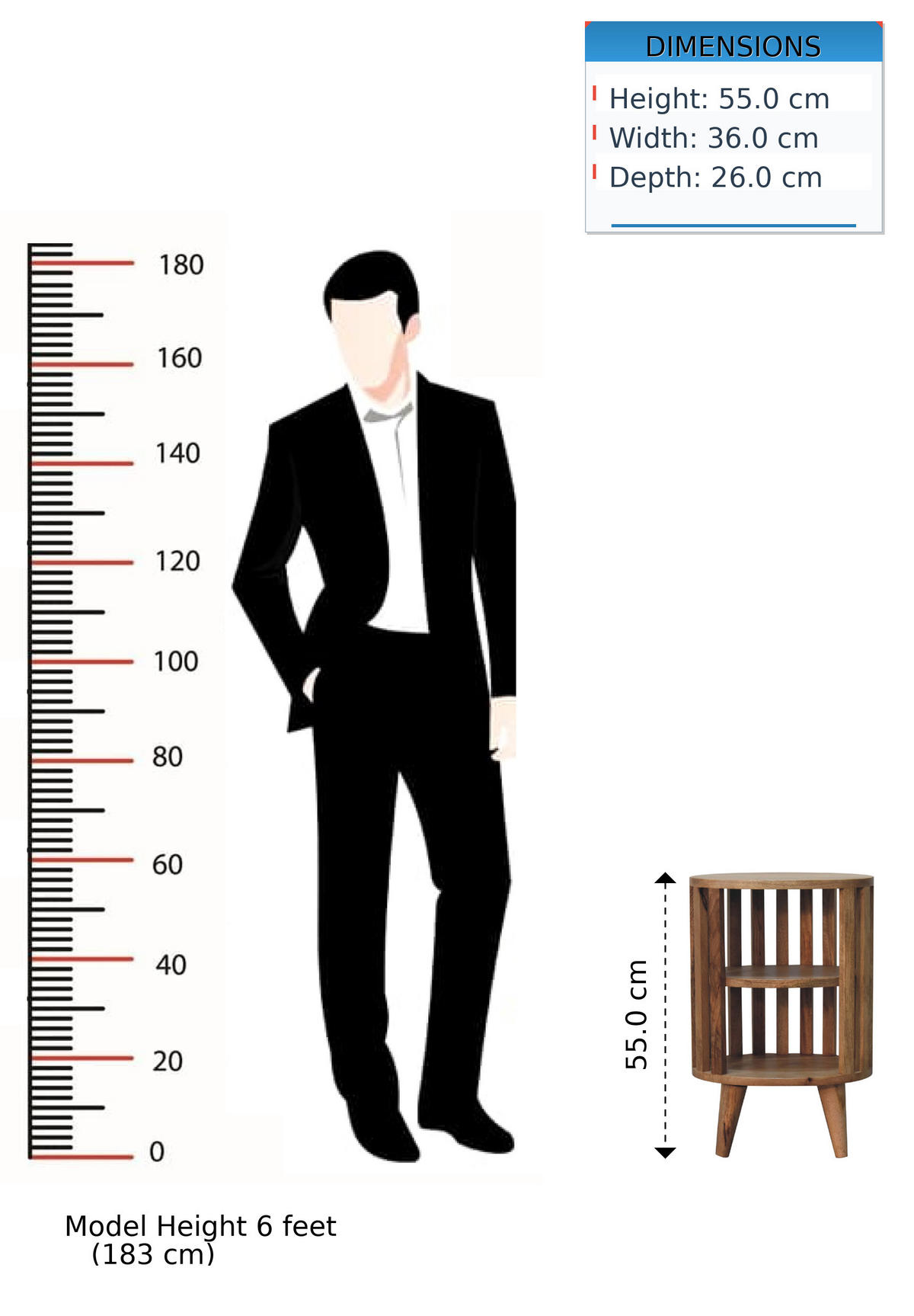 NACHTTISCH mit 2 Fächern - Eichefarben/Messingfarben, Holz/Metall (36/55/26cm) - Artisan Furniture