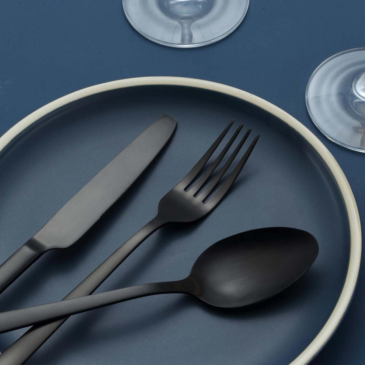 BESTECKSET 30-teilig Schwarz Edelstahl 6 Personen - Schwarz, Metall