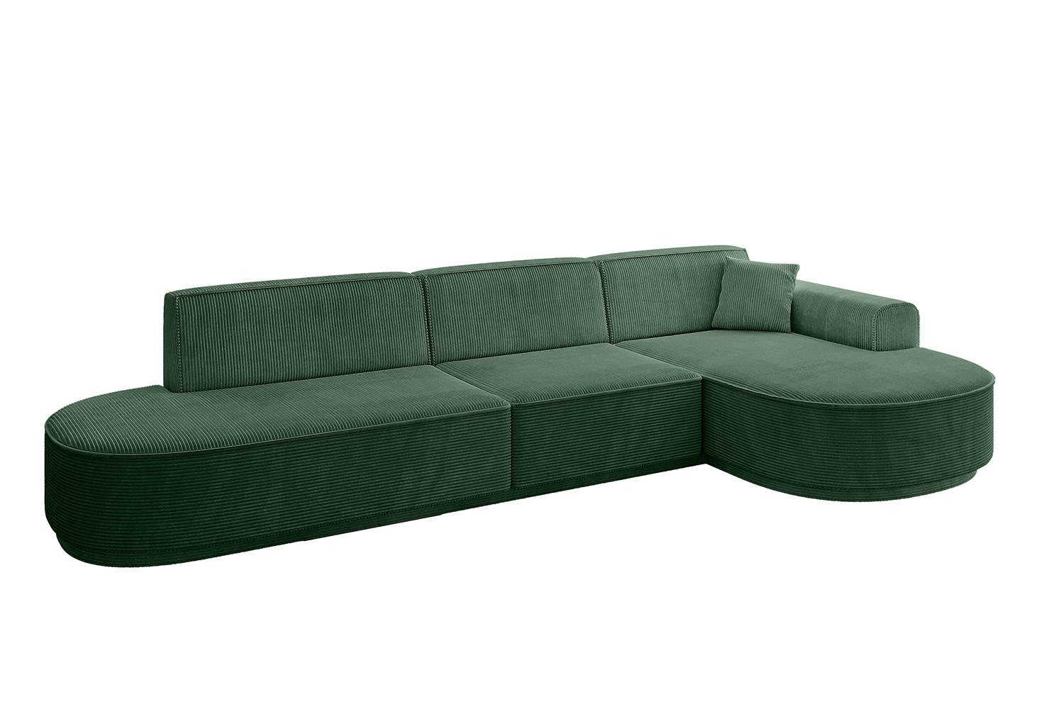 ECKSOFA Ottomane Rechts MARI-L2-v3 - 317x163x81 cm Grün Cord - Schwarz/Grün, Holzwerkstoff/Kunststoff (317/163cm) - ALTDECOR