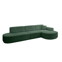 ECKSOFA Ottomane Rechts MARI-L2-v3 - 317x163x81 cm Grün Cord - Schwarz/Grün, Holzwerkstoff/Kunststoff (317/163cm) - ALTDECOR