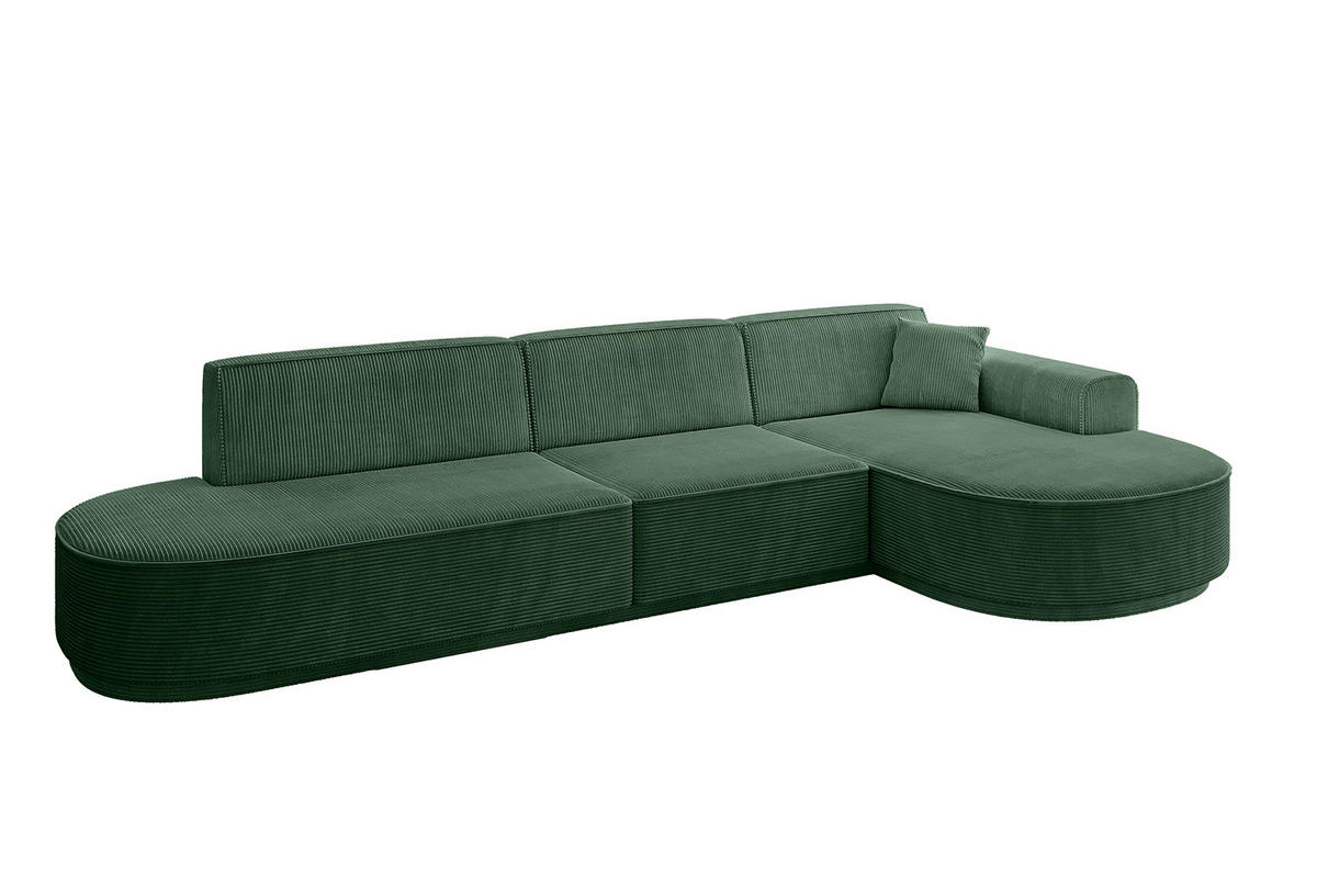 ECKSOFA Ottomane Rechts MARI-L2 - 317x163x73,5 cm Grün Cord - Schwarz/Grün, Holzwerkstoff/Kunststoff (317/163cm) - ALTDECOR