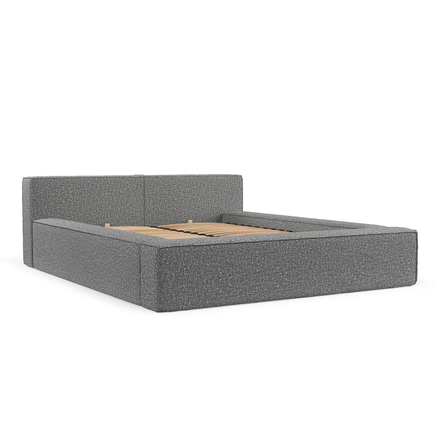 POLSTERBETT Casto mit Stauraum 160/200 cm Hellgrau im Blur Stoff - Hellgrau/Schwarz, Holz/Holzwerkstoff (160/200cm) - AltaBeds