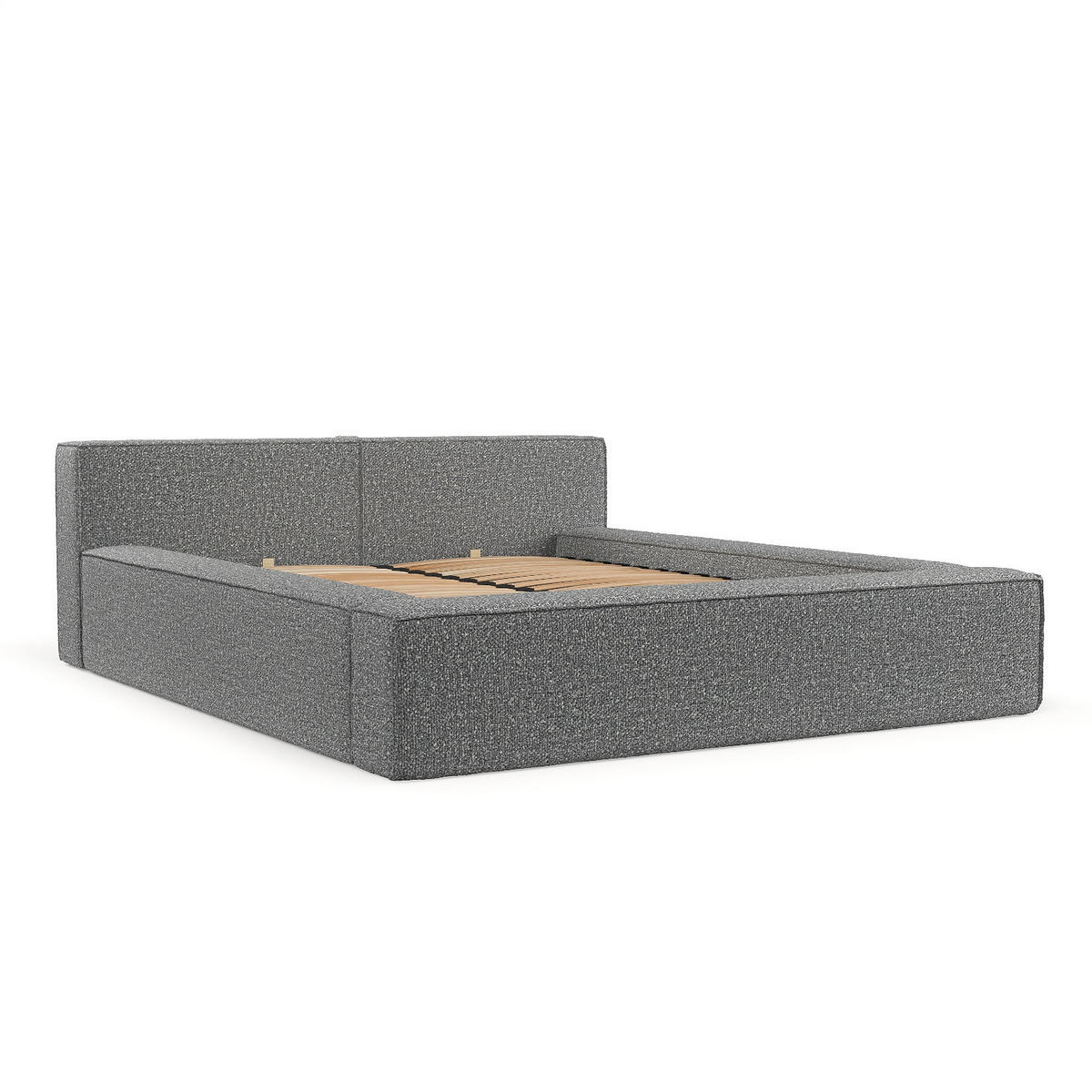 POLSTERBETT Casto mit Stauraum 160/200 cm Hellgrau im Blur Stoff - Hellgrau/Schwarz, Holz/Holzwerkstoff (160/200cm) - AltaBeds