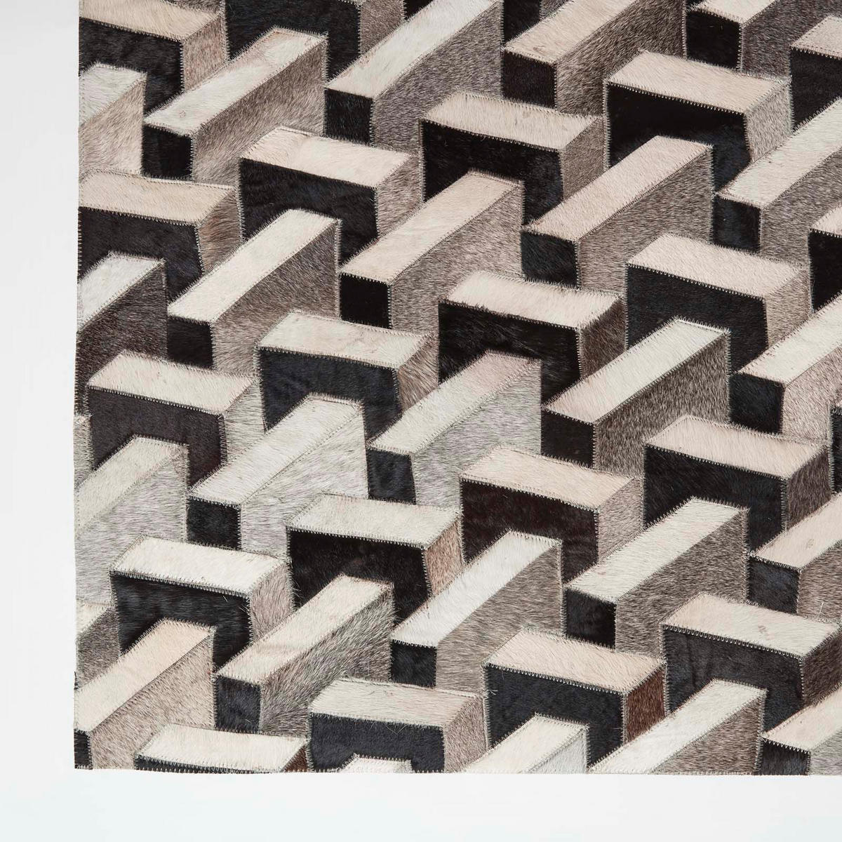 PATCHWORK-TEPPICH Leder, geometrisch gemustert 90/150 cm - Multicolor, Leder/Textil (90/150cm) - Homescapes