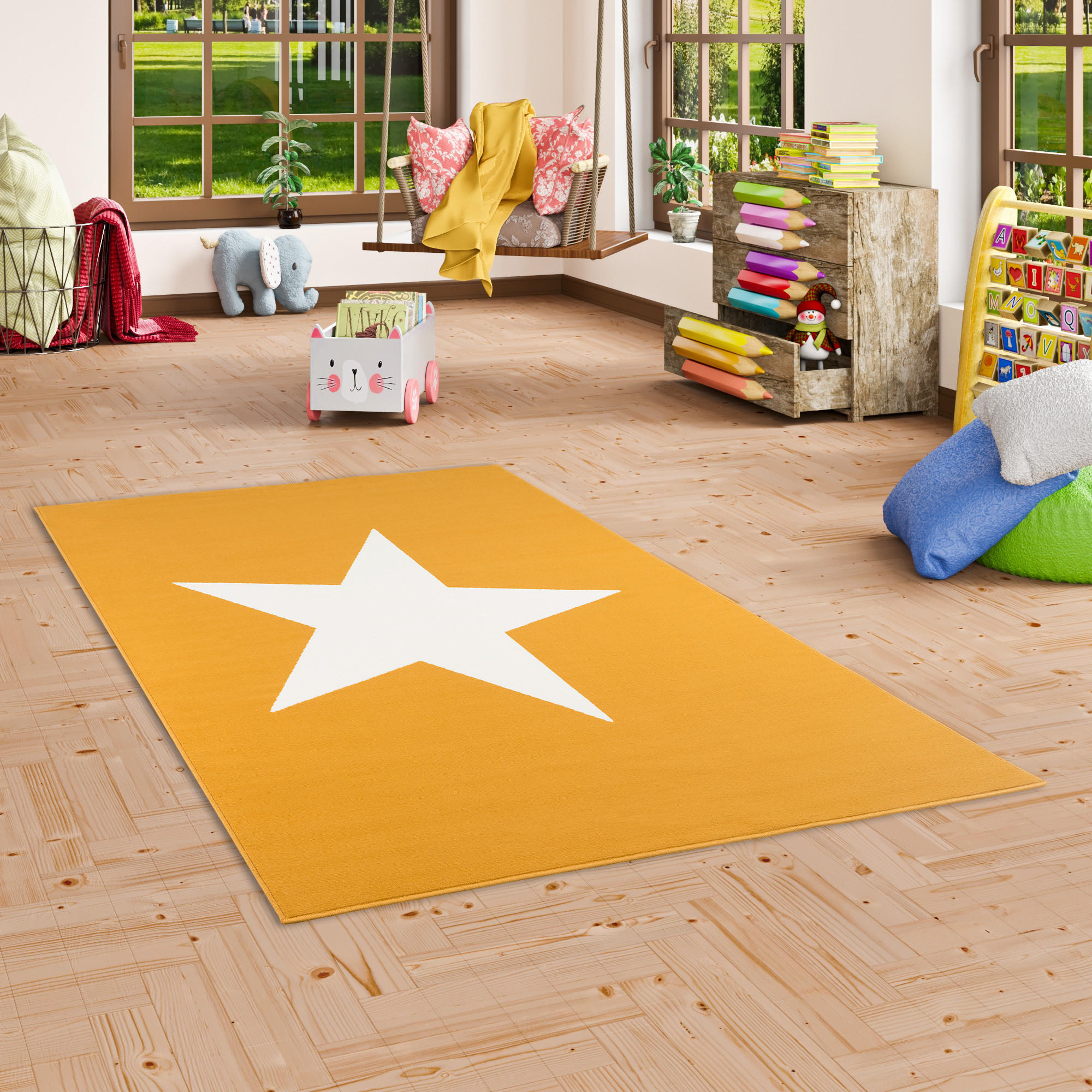 KINDER UND JUGEND TEPPICH TRENDLINE STERN - Currygelb, Textil (80/150cm) - Pergamon