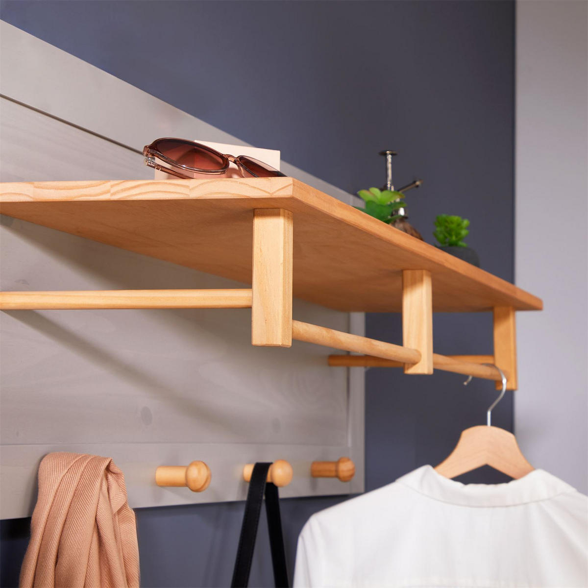 WANDGARDEROBE BOLTON - Braun/Grau, Holz (109/40/27cm) - IDIMEX