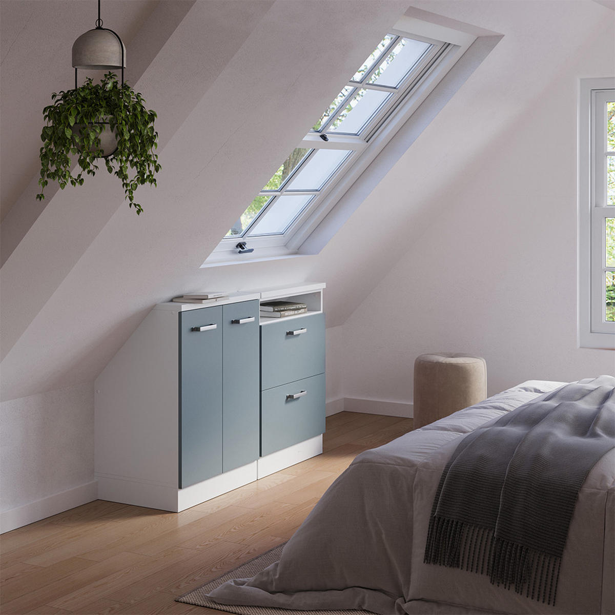 Blaugrau/Weiß, Holzwerkstoff (120/81.6/46cm) - Vicco