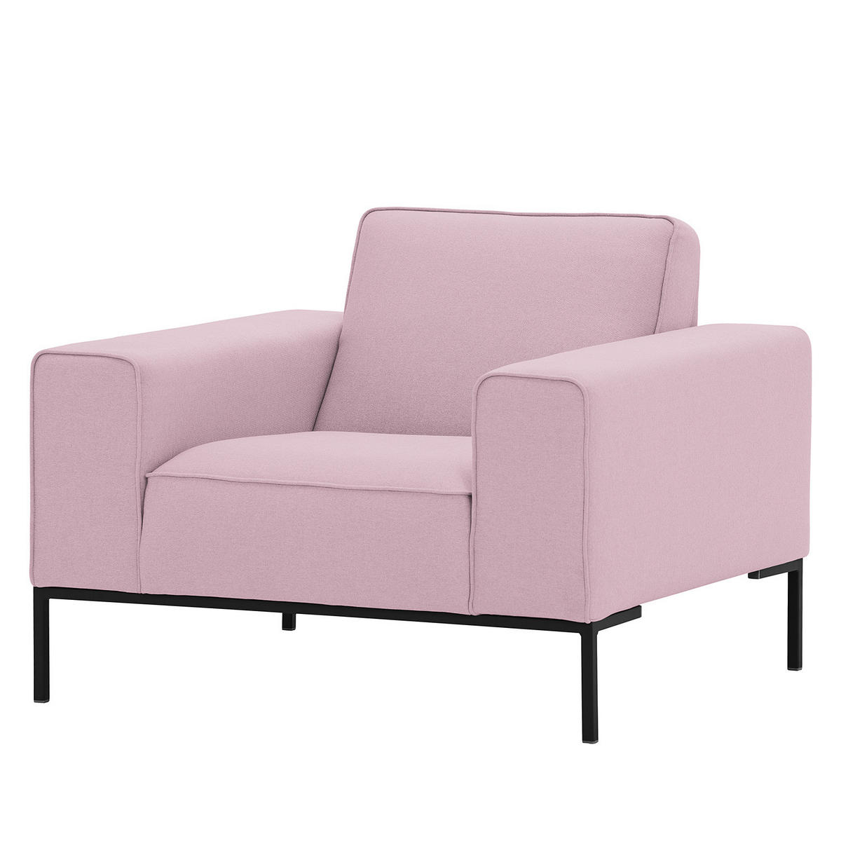 SESSEL - Webstoff - Schwarz/Rosa, Textil/Metall (102/77/93cm) - home24