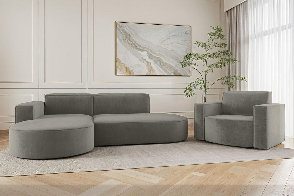 SOFASET Palma In Noel - Grau, Holzwerkstoff/Textil (236/78/165cm) - Fun Möbel
