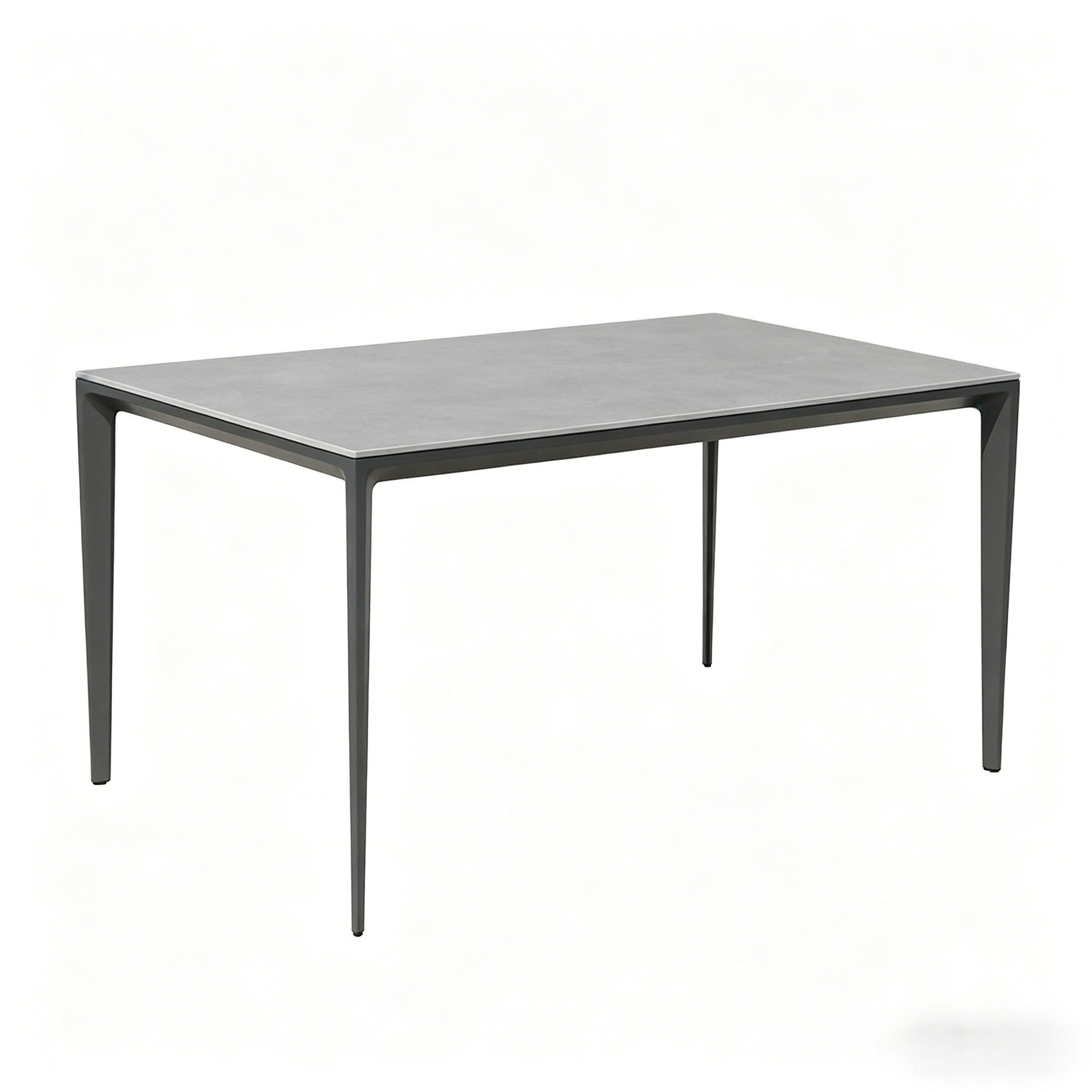 GARDEN ESSTISCH Platte & Stahl Grau, Matt - Grau, Metall (90/160/75cm) - Authentics