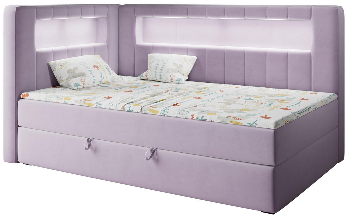 BOXSPRINGBETT JUNIOR GOLD 3 90/200 Violett - linke Seite - Violett, Holz/Textil (90/200cm) - MKS