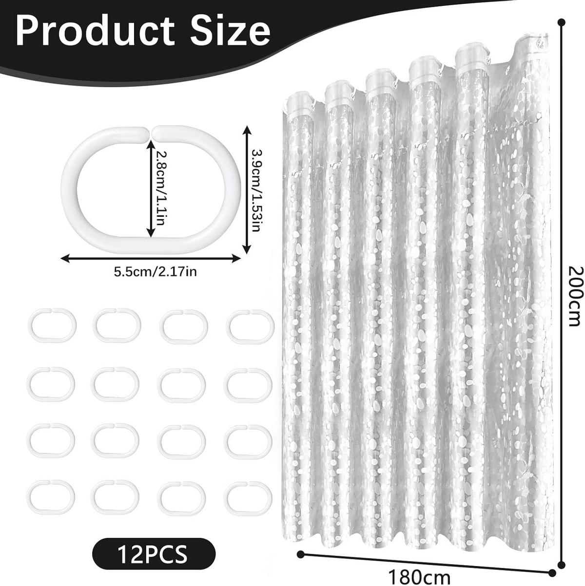 DUSCHVORHANG Polyester wasserdicht schimmelresistent waschbar mit Haken Badewanne Badezimmer - Transparent, Kunststoff (180/200cm) - MCBOSON
