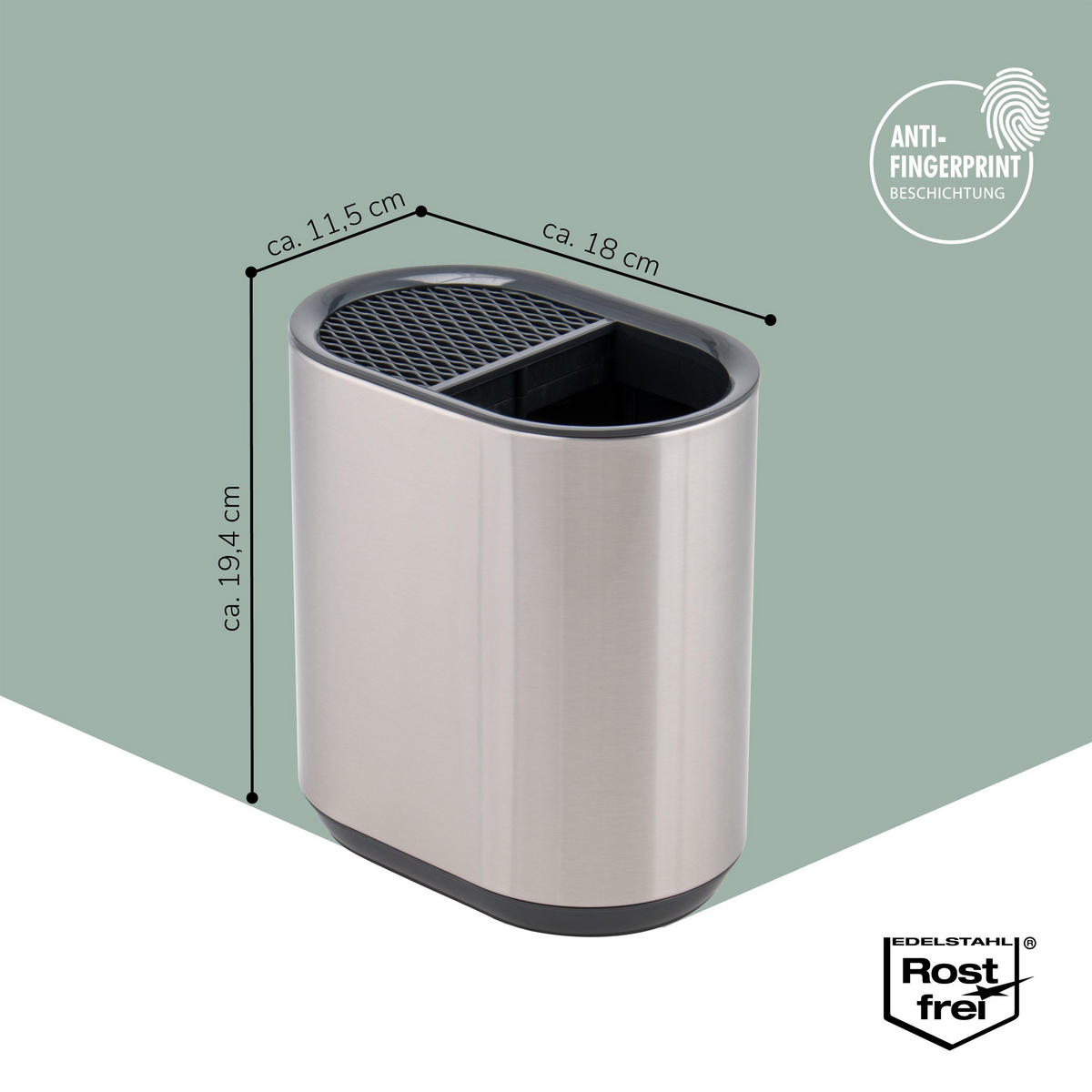 MESSERBLOCK, silber, ABS-Kunststoff, Edelstahl - Edelstahlfarben, Metall (18/19.4/11.5cm) - bremermann