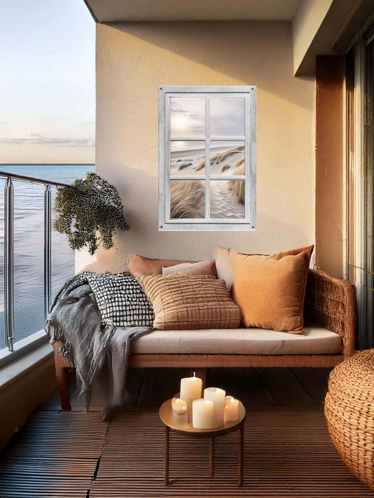 GARTEN-POSTER 60x90 cm Fenster Strand - Beige, Kunststoff (60/90/2cm) - artissimo