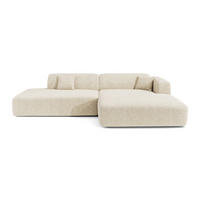 ECKSOFA RECHTS Gemusterter Samt Creme 310cm - Creme, Textil (300/96cm) - Sia Home