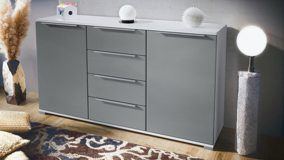 SIDEBOARD Linio Graphit Seidenmatt - Graphitfarben, Holzwerkstoff (138.5/75.5/35cm) - Vladon