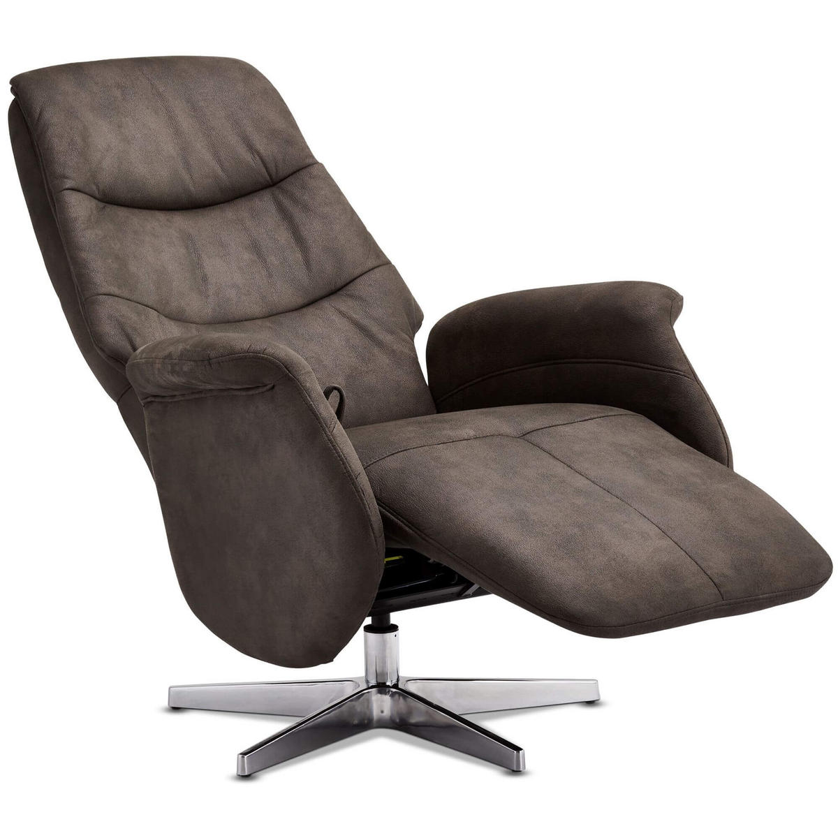 RELAXSESSEL Mikrofaser Taupe Grau - Schwarz/Braun, Leder/Textil (90/114/79cm) - Furnhouse