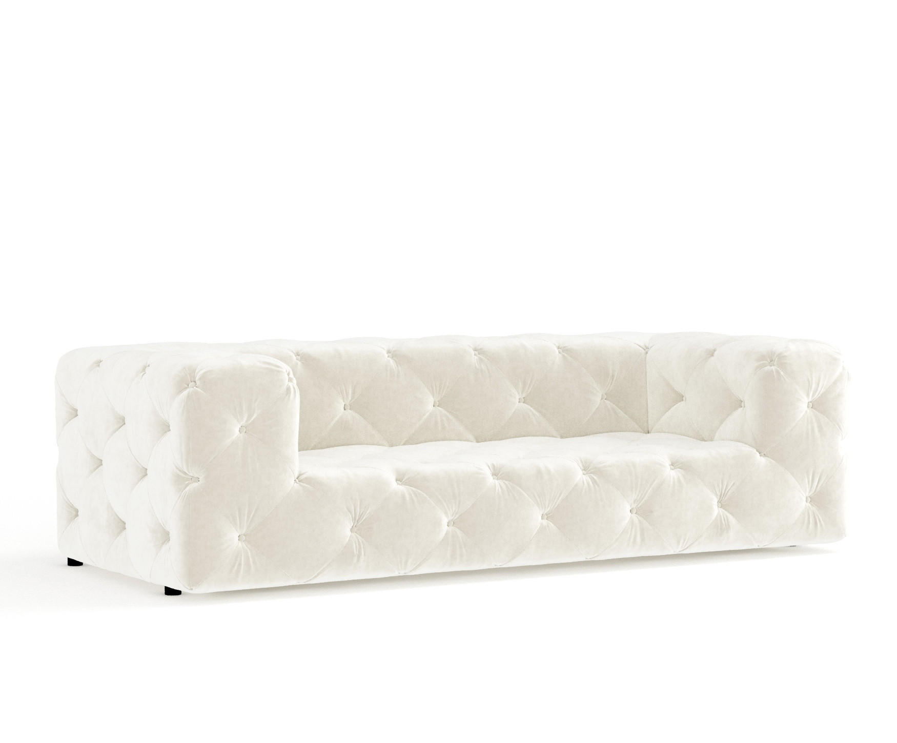3-SITZER-SOFA Cosimo Creme Samtstoff - Creme/Schwarz, Holz/Holzwerkstoff (230/71/100cm) - Maison de Reve