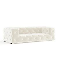 3-SITZER-SOFA Cosimo Creme Samtstoff - Creme/Schwarz, Holz/Holzwerkstoff (230/71/100cm) - Maison de Reve
