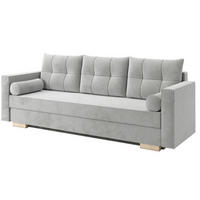 SOFA Hellgrau KAYA Samt 3-Sitzer - Grau, Textil (217/92/85cm) - Sepro Meble