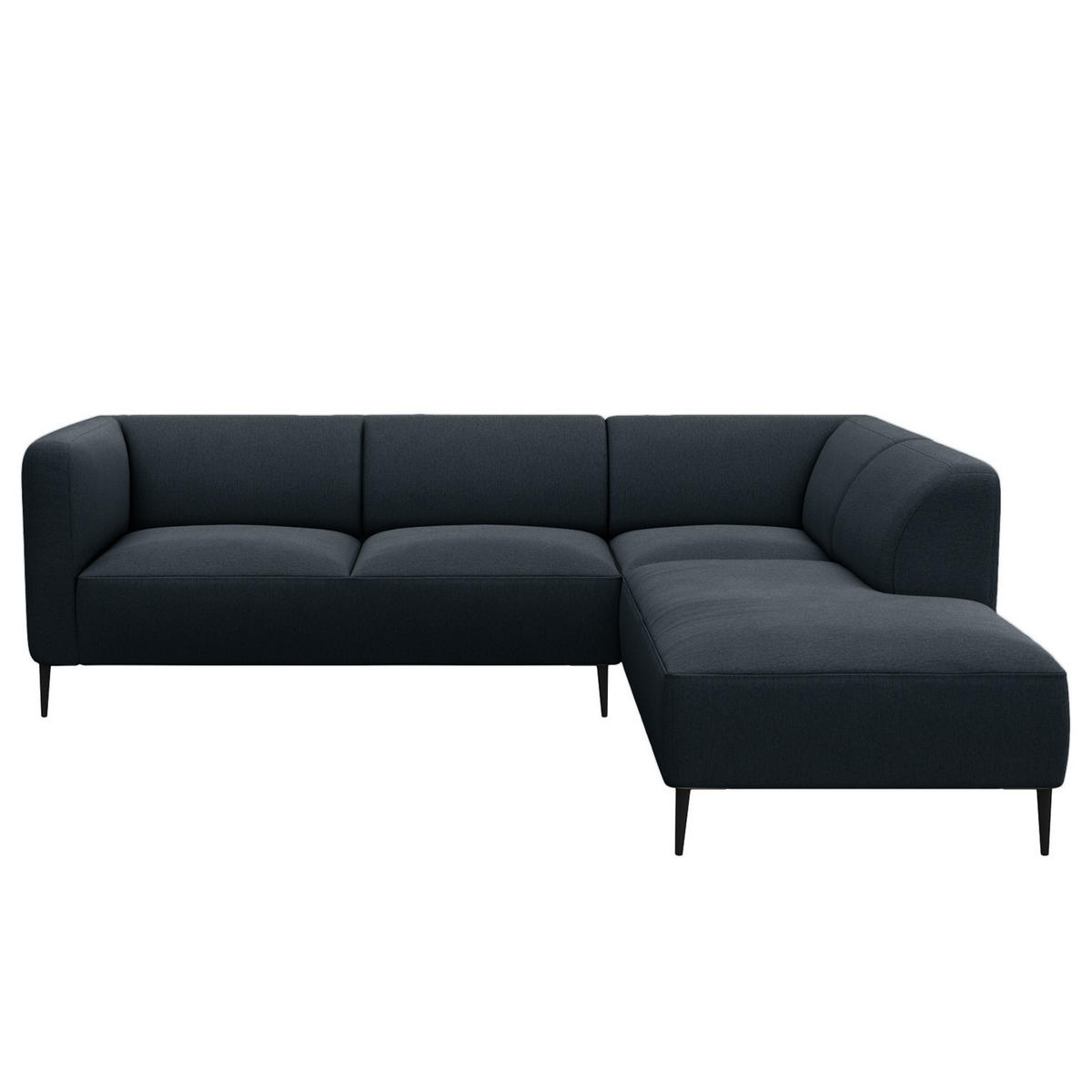 2,5-SITZER ECKSOFA mit Ottomane - Schwarz/Grau, Textil/Metall (252/205cm) - home24