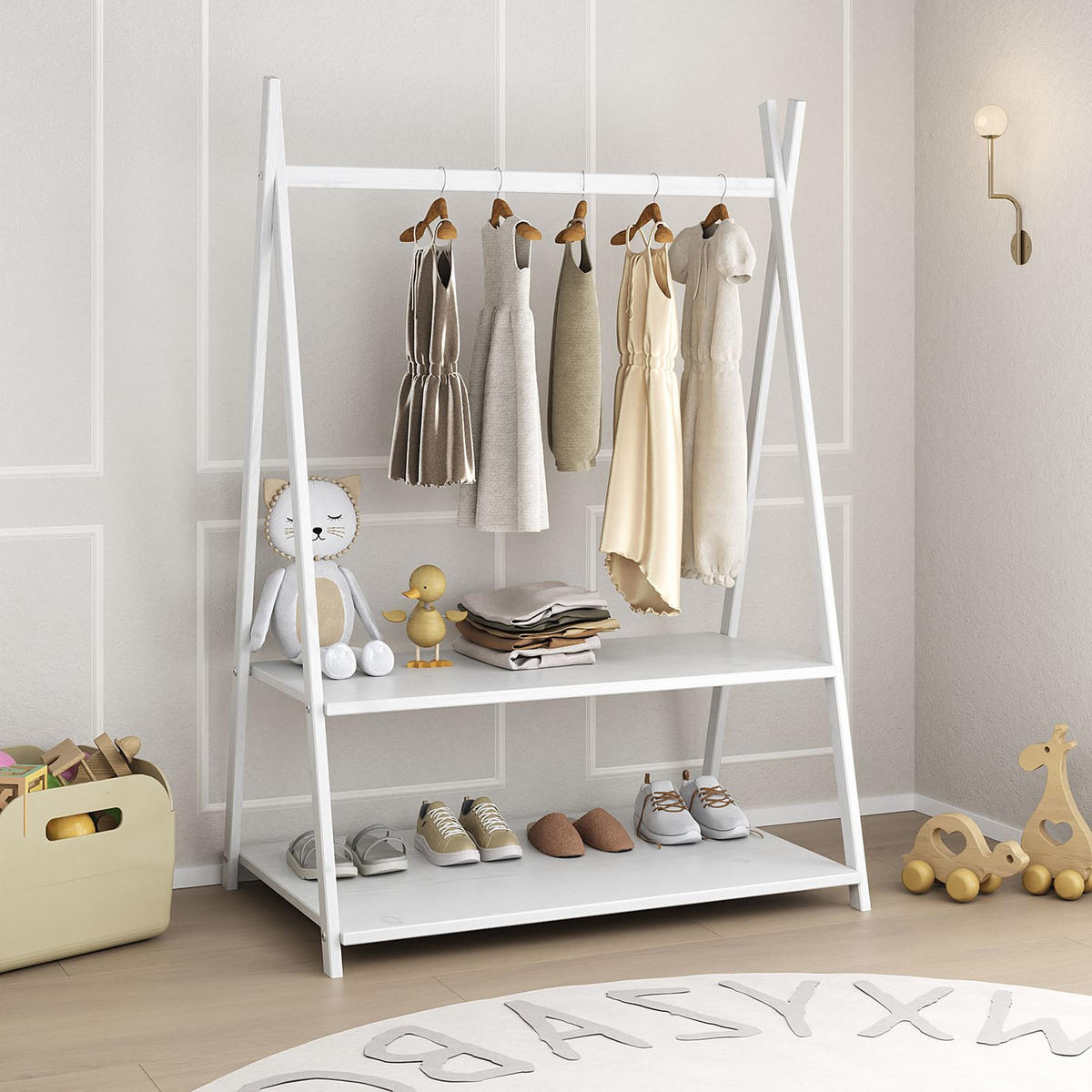 KINDERGARDEROBE DANILO weiß - Weiß, Holz (82/115/50cm) - IDIMEX