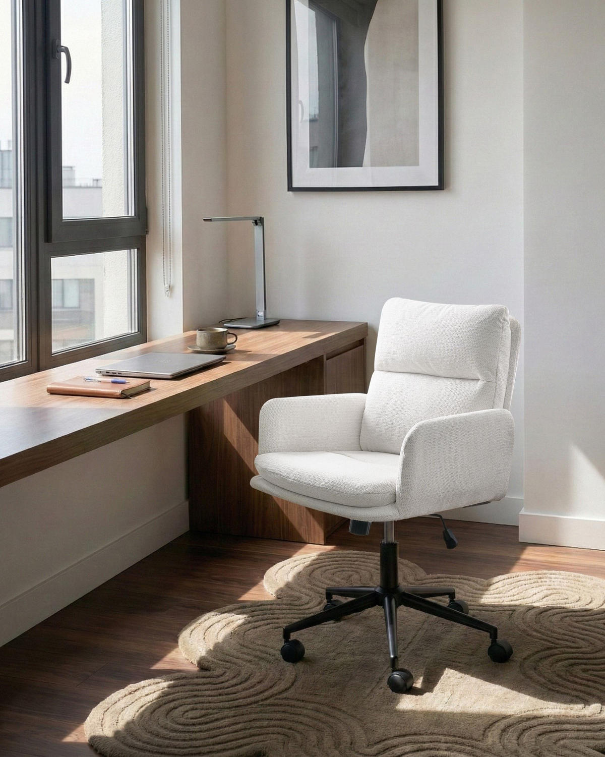 BÜROSTUHL Cremeweiß Constantia - Creme, Textil/Metall (58/94/58cm) - Beliani