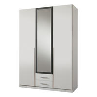 DREHTÜRENSCHRANK Skate in Weiß mit Grafit 135x197x58 cm BxHxT Kleiderschrank - Silberfarben/Weiß, Holzwerkstoff (135/197/58cm)