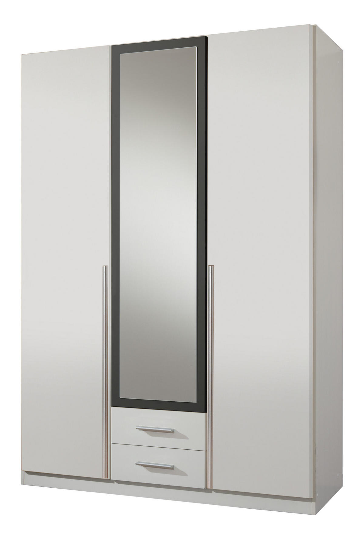 DREHTÜRENSCHRANK Skate in Weiß mit Grafit 135x197x58 cm BxHxT Kleiderschrank - Silberfarben/Weiß, Holzwerkstoff (135/197/58cm)