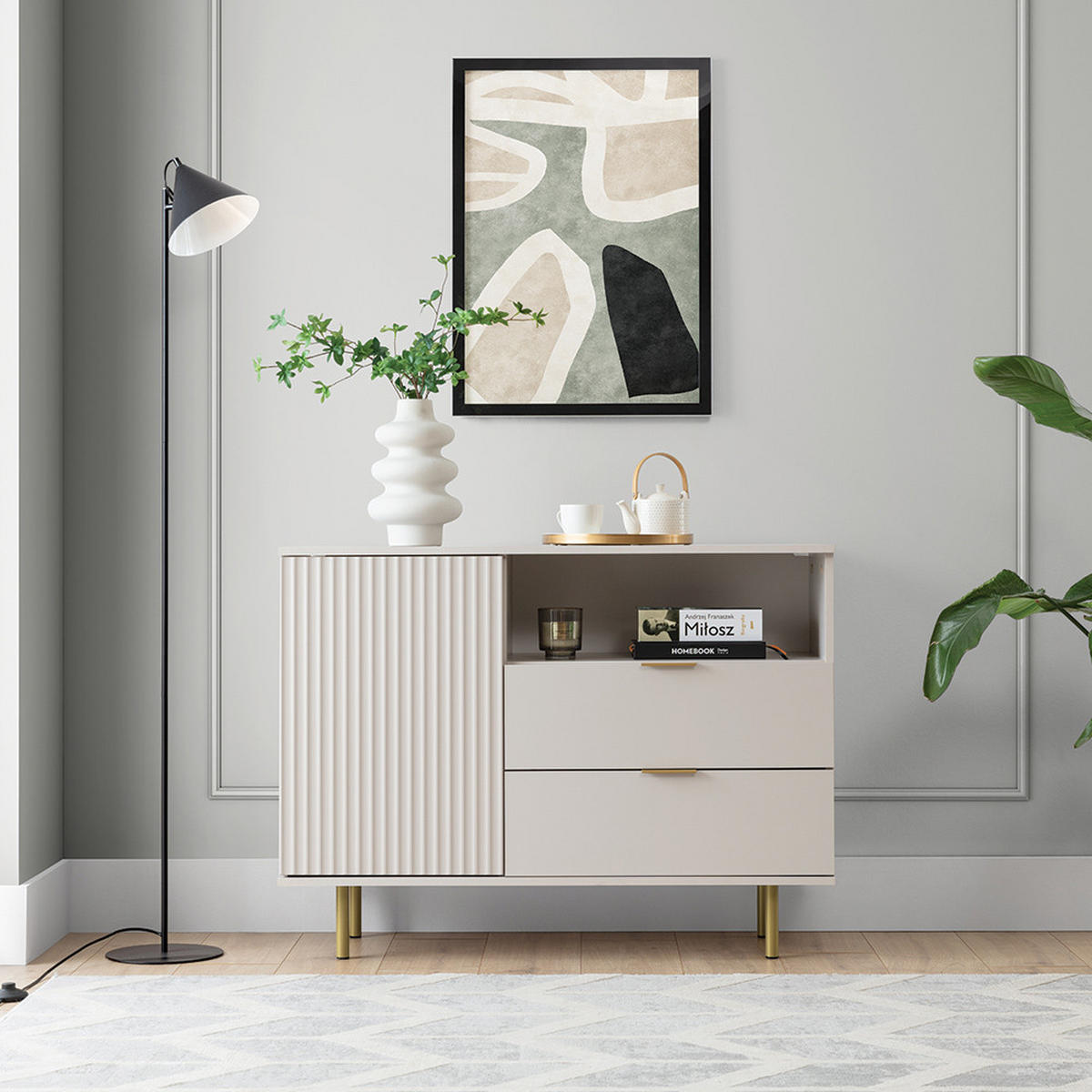 KOMMODE Nador-132 - Beige, Holzwerkstoff (107/80/41cm) - Lomado